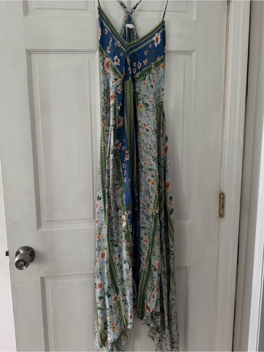O'Neill Blue and Green Floral Spaghetti-Strap Maxi Dress